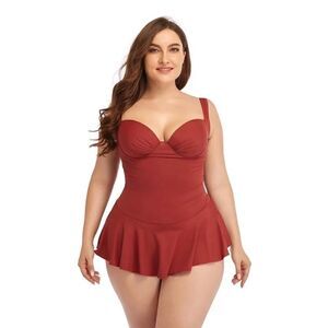 Wine color Plus Size Swimsuit